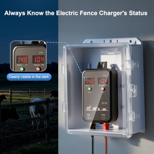 Outdoor Electrical Box Waterproof, 8.94×7.48×3.78 Inch Waterproof Enclosure with 656 Feet/200 Meters Electric Fence Rope Polywire,for Outdoor/Small Electric Fence Charger Installation (with clear lid) - size: Polywire with Insulators
