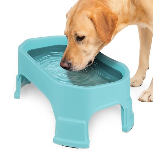 Neater Pet Brands Extra Large Water Bowl for Dogs, Elevated Outdoor Dog Water Bowl (1.25 Gallon XL Capacity), Big Trough Style Food Dish for Indoors or Outside, No Spill Large Dog Bowls, Aquamarine - color: Aquamarine, size: 1.25 Gallons