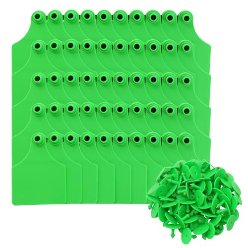 Cattle Ear Tags TPU Blank 100PCS Oversize Big Livestock Identification Animal Marker Tags for Cows Pigs Hog Goats Sheep Calf (Green) - style: Green