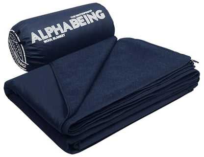 AlphaBeing Waterproof Outdoor Blanket with Merino Wool, Extra Thick Warm, Windproof, Packable Stadium Blankets for Cold Weather, Camping Gift, Pet, Car, Picnic, Concerts, 79" x 59", Navy - color: Navy