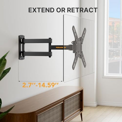 Perlegear Full Motion TV Wall Mount Bracket for Most 13-43 Inch LED LCD Flat Curved Screen TVs & Monitors, Swivel Tilt Extension with Articulating Arms, Max VESA 200x200mm up to 44lbs - size: for 13-43 inch TVs&Monitors