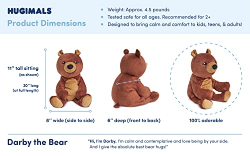 HUGIMALS Darby the Bear 20 Inch 4.5 lb Heavy Cute Sensory Weighted Comfort Plush | Large Unscented Washable Self Care Calming Stuffed Animal for Kids, Teens and Adults - color: Darby the Bear