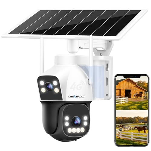 GENBOLT 4G AOV Cellular Solar Security Camera Outdoor Wireless, 7/24 Recording 3MP+3MP No WiFi IP Surveillance Camera with Sim Card, 8W 15600mAh Battery Operated LTE Camera CCTV