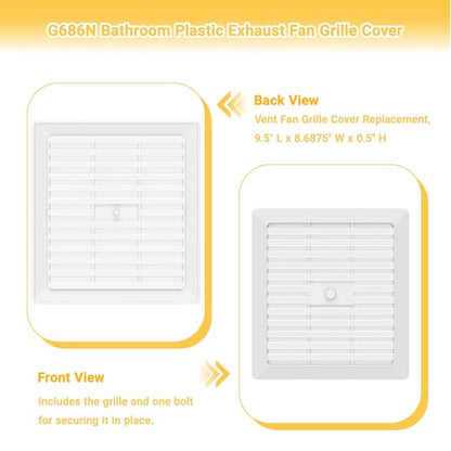 G686N Bathroom Vent Fan Grille/Cover Replacement, Compatible with Broan-NuTone Models 686, Durable White Exhaust Fan Cover (1 Pack - color: 1 Pack