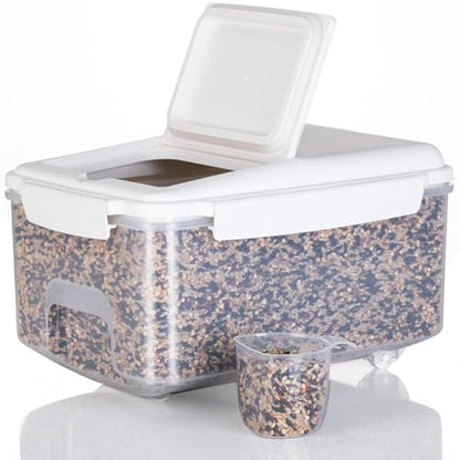 LivLab Mker 10 lbs Cereal Containers Storage - Airtight Flour Storage Container with Lids & 10 lbs Rice Dispenser, BPA Free Pantry Containers for Sugar and Cereal, White - color: 5KG-A