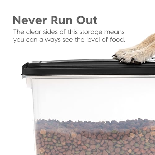 IRIS USA Dog Food Storage Container 30 lb + 11lb Airtight Combo, Stackable Pet Food Storage Bin with Wheels for Cat Dog Food, BPA Free, Made in USA, Black - color: Black