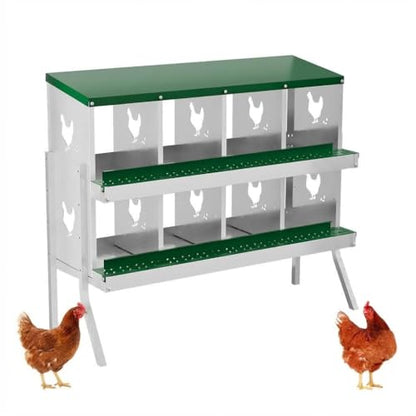 Chicken Nesting Box, 8-Hole Nesting Boxes with Bracket Legs, Removable Tray, Ventilation Holes, Easy Egg Collection & Cleaning, Laying Boxes for Hens,Green - color: Green, size: 42.7"L x 16.9"W x 26.6"H
