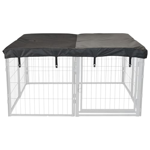 Dog Playpen w/Square Top Shade Cover - 32 inch, 8 Panel Portable Grey Metal Pet Play Pen for Small & Medium Dogs - Indoor/Outdoor Kennel Cage for Home, Yard, RV, or Camping - size: 32 Inch