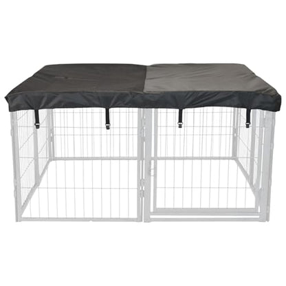 Dog Playpen w/Square Top Shade Cover - 24 inch, 8 Panel Portable Grey Metal Pet Play Pen for Small Dogs & Puppies - Indoor/Outdoor Kennel Cage for Home, Yard, RV, or Camping - size: 24 Inch