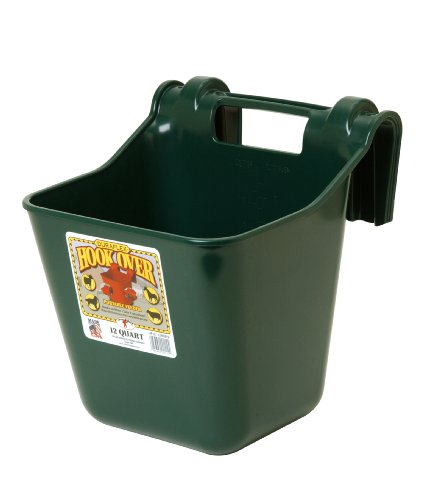 Little Giant® Plastic Hook Over Feeder | Mountable Livestock & Pet Feed Bucket | Horse Feed Bucket | Made in USA | 12 Quarts | Green - color: Green, size: 12 quart