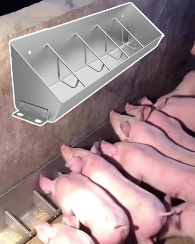 Metal Pig Feeder 5 8 10 Hole, Heavy Duty Hog Feeders Trough for Farm Livestock, No Waste Baby Pigs Feeding Pan, Cattle Pig Bowl Easy Installation(5 Card Slots) - size: 5 Card Slots