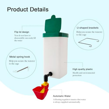 C Automatic Waterer System Chick Drinker Cups 1L Hanging Automatic Fill Poultry Watering Cup Used for Cages (red, 1)