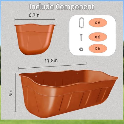 Chicken Feeder Waterer,Hanging Goat Feeders,Feed Trough 3.5 Quart 3 Pack,Hanging Fence Feed Trough for Poultry Livestock,Terracotta - color: Terracotta, size: 3.5 Quart (3 Pack)