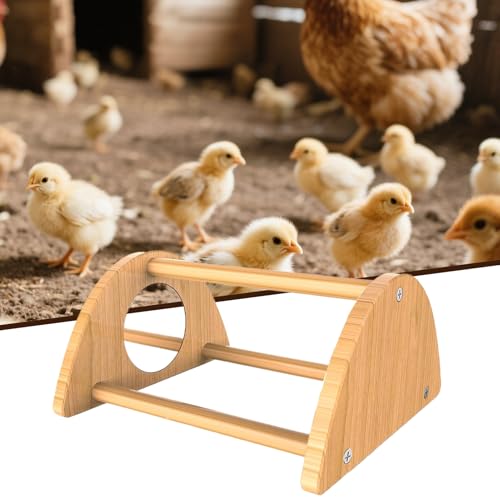 Chick Perch - Mini Wood Roosting Bar with Mirror for Chickens, Interactive Rooster Training Toy and Chicken Play Accessory for Coop, Encouraging Exercise, Balance, Socialization, and Engagement
