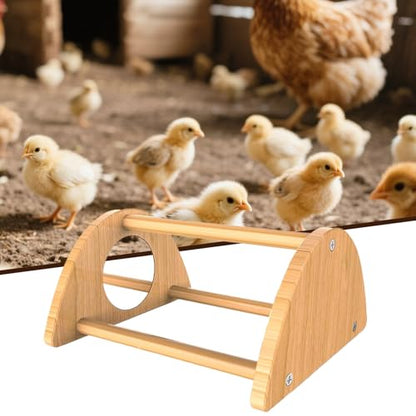 Chick Perch - Mini Wood Roosting Bar with Mirror for Chickens, Interactive Rooster Training Toy and Chicken Play Accessory for Coop, Encouraging Exercise, Balance, Socialization, and Engagement