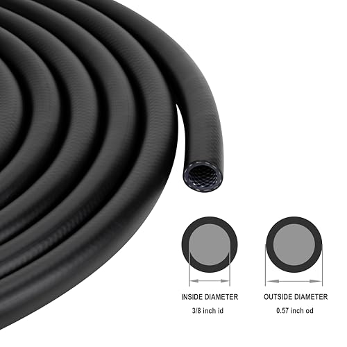 Black Braided Vinyl Tubing 3/8" - 25ft High Pressure Reinforced PVC Tube | Flexible, BPA Free , Perfect for Water Transfer in Workshop Home Garden - size: 3/8" ID, style: 25 ft