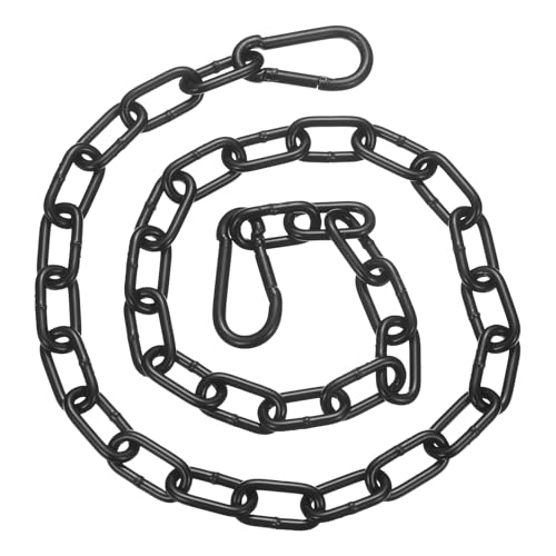 PATIKIL Gate Chain Lock, 35 in x 4mm Chain Dia Alloy Steel Hanging Chain Lock with 2 Open Clasps for Stall Barn Fence Gate Hammock Swing Punching Bags Sandbag Yoga Gym, Black - size: 35inch x 4mm