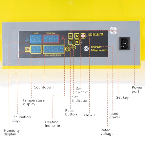 Egg Incubator Automatic Digital Hatcher Machine with Turning Temperature Control for Hatching Chicken Duck Goose Quail (48 Eggs) - size: 48 Eggs