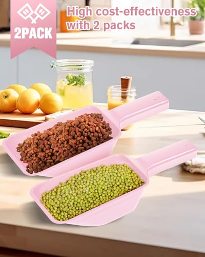 2 Cup Dog Food Scoop(2 Pack), Plastic Pet Food Scoop with Measuring Lines for Accurate Pet Food Portions,Dishwasher Safe (Pink) - color: Pink