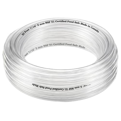 3/16" ID (5 mm) 7/16" OD (11 mm) Food Safe Certified (NSF 51) Vinyl PVC tubing Multipurpose Food Grade Beer Brewing Line Clear Tubing, Kegerator, Wine Making, Aquaponics, Air Hose (50 Feet) - size: 50 Feet