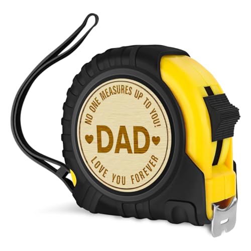 Dad Gifts Fathers Day Christmas Birthday Gifts for Father Dad | Tool Gifts Woodworker Gifts Carpenter Gifts for Papa Dad No One Measures Up to You Engraved Tape Measure 25 FT - color: Dad