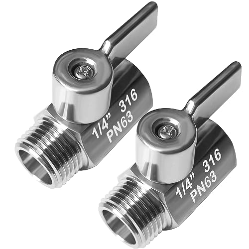 Beduan Mini Ball Valve Stainless Steel(316) 1/4" NPT Male x NPT Female Mini Ball Shutoff Valve(Pack of 2) - size: 1/4 Inch, style: 2 PACK