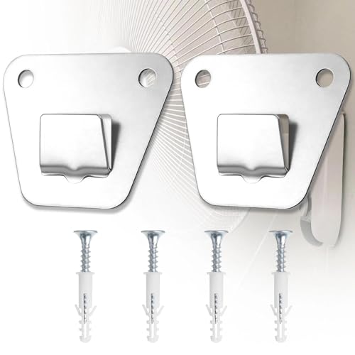 2-Set Heavy Duty Wall Fan Mounting Bracket - Solid Steel, with Fastening Screws, Oscillation Fans Hidden Holder - color: Universal