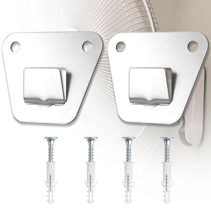 2-Set Heavy Duty Wall Fan Mounting Bracket - Solid Steel, with Fastening Screws, Oscillation Fans Hidden Holder - color: Universal