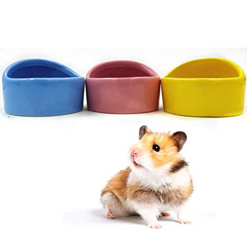 2 Pcs Gradient Side Hamster Ceramic Bowl, Cute Small Animal No Spill No Turnover Food Water Bowl, Suitable for Mouse, Chinchilla, Rat, Gerbil and Dwarf Hamster, Pet Supplies - color: White-Blue