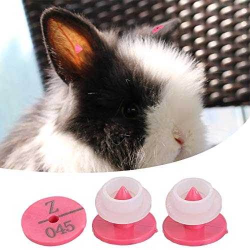 100Pcs Plastic Ear Number Rabbit Dog Ear Marker Label for Animal Livestock Information Management(Rose Red)