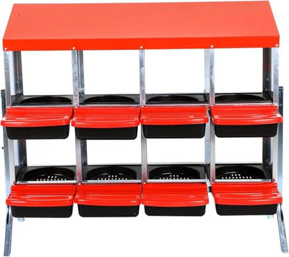 Chicken Nesting Box, 8 Hole 2 Layer Hen Nest Boxes with Legs, Roll Away Eggs Laying Boxes,Cleanable Pull Out Hen Roosting Box