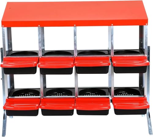 Chicken Nesting Box, 8 Hole 2 Layer Hen Nest Boxes with Legs, Roll Away Eggs Laying Boxes,Cleanable Pull Out Hen Roosting Box