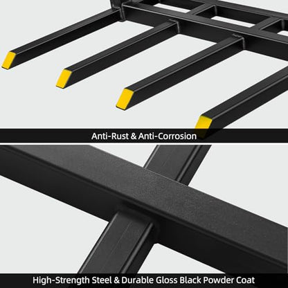 Clamp On Debris Forks To 48-60" Bucket, Heavy Duty Pallet Fork Fit For Loader Bucket Skidsteer Tractor,43" 2500 LBS - size: 43" 2500 LBS