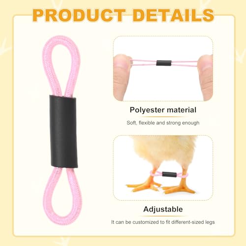 M METERXITY 50-Pack Adjustable Chick Leg Bands, 1.38" x 0.2" Polyester Chicken Leg Brace for Chicks/Ducks/Birds [Mixing 5 Colors - A] Poultry Leg Bands - color: Mixing5Colors-A