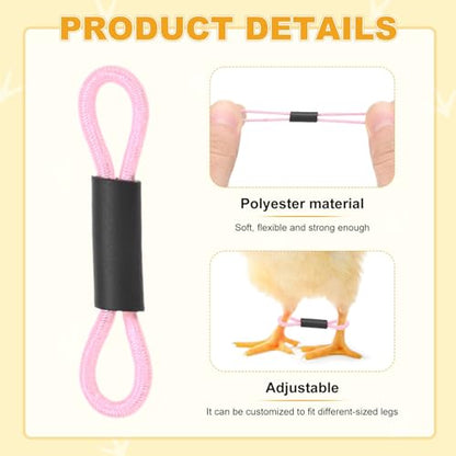 M METERXITY 50-Pack Adjustable Chick Leg Bands, 1.38" x 0.2" Polyester Chicken Leg Brace for Chicks/Ducks/Birds [Mixing 5 Colors - A] Poultry Leg Bands - color: Mixing5Colors-A