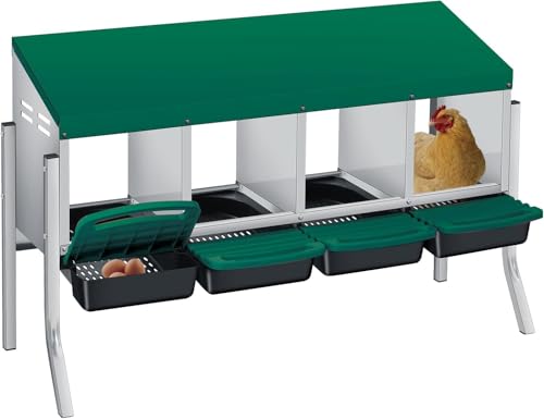 4-Hole Chicken Nesting Boxes for Farm,Corrosion-Resistant Metal Nesting Boxes with Egg Collection Tray,Wall Mount/Freestanding Poultry Laying Boxes for Chicken Coops and Hens,Green - color: Green, size: 4 - Slot - With Legs