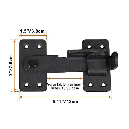 2PCS Flip Latch Lock,90 Degre Heavy Duty Gate Latch with Padlock Hole,Safety Door Bolt Latch Lock,Barn Door Lock Suitable for Wooden Fences,cabinets, bathrooms, Toilets, Windows, etc. - size: 2 Pieces