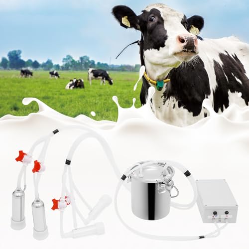 Electric Cow Milking Machine 2-in-1 Portable Rechargeable Goat Milker Adjustable Suction Pulsation Vacuum Pump Electric Milker for Goats and Cows with Stainless Bucket (10L) - size: 10L