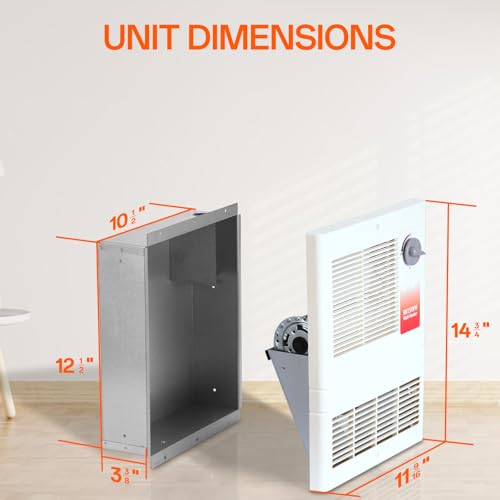 Upgraded High Capacity Wall Heater with Built-In Adjustable Thermostat, Painted Grille, 1500W, 120/240V, White