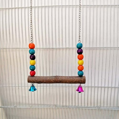 Bird Perch Toy, Natural Wooden Stand for Chick, Handmade Chicken Coop Swing for Training, Chicken Coop Accessories for Lovebird, Conure, Cockatiel, Parrot, Hens,Bird (M) - size: M