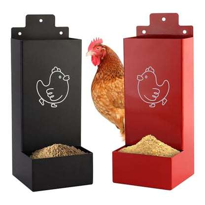 Automatic Chicken Grit Feeder,2 Pack Metal Hanging Chicken and Poultry Feeder,No-Waste Design,Easy to Install and Clean,Ideal for 5-6 Chickens
