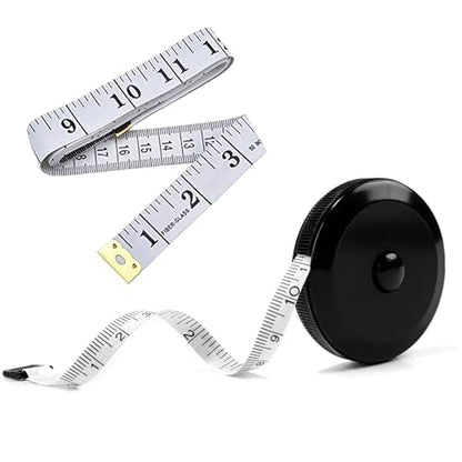 Soft Tape Measure for Body Measurements 2-Pack – 60" Flexible Body Measuring Tape + Retractable Tape, Dual Scale Inch & cm, Cloth Tape Measure for Sewing, Tailor, Seamstress, Clothing & Waist