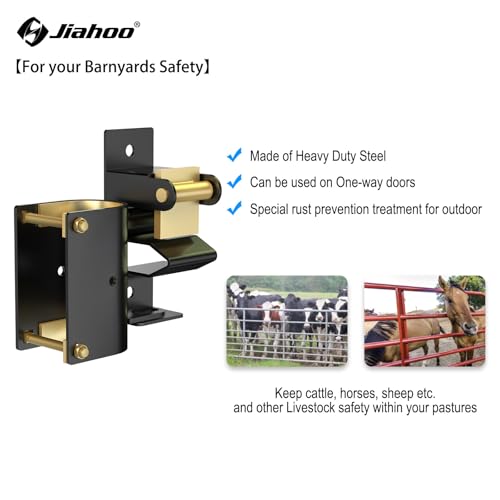 JIAHOO One Way Farm Gate Latch, Heavy Duty Gate Latches for Metal Tube Gates, 1 Way Lockable Livestock Gate Latch Hardware for Cattle Gate Horse Corrals, Ranches, Pastures, Pet Cages - style: One Way Latch