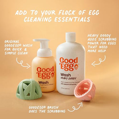 GoodEgg Heavy Doody Egg Wash, 16 oz Heavy Duty Plant-Based Enzyme Cleanser with Natural Abrasives, Egg Washer Scrubber for Fresh Eggs, Chicken Coop Cleaning, Made in USA