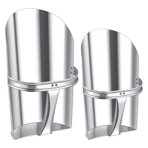 2Pcs Metal Feed Grain Scoop for Livestock 2 Sizes Heavy Duty Stackable Horse Feed Scoop with Handle for Gardening Farms Silver