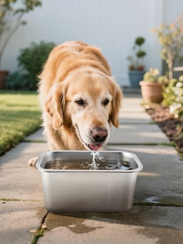 2 Gallons Large Dog Bowls - Durable Food Grade Stainless Steel Dog Water and Food Bowl No Spilling, High Capacity for Medium Large Breed Dogs Indoor Outdoor - size: 2 Gal
