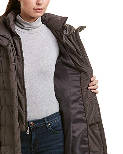 Cole Haan Women's Long Quilted Puffer Coat Down Jacket - color: Carbon, size: X-Large
