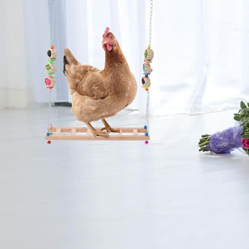 OUNONA Wooden Rooster and Hen Swing Climbing Ladder Pet with Coop Ladder Accessory for Outdoor Chicken Play and Birdcage Exercise Random Color
