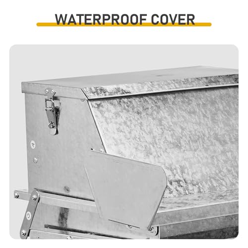 20'' Automatic Treadle Chicken Feeder, No Waste No Spill Rodent Proof Metal Chicken Feeder with Weatherproof Lid & Lock, Chicken Supplies for Your Chickens Duck Bantams Pheasants Poultry Coop