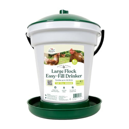 Harris Farms Large Flock Easy-Fill Poultry Drinker, Made with BPA-Free Plastic, Top Fill Design, 6.25 Gallon - size: 6.25 gallon